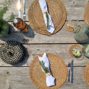 Rattan Placemat and coaster/ Wicker placemat - Boho Style.