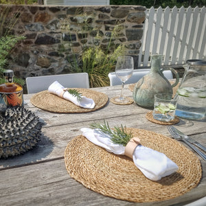 Rattan Placemat and coaster/ Wicker placemat - Boho Style.