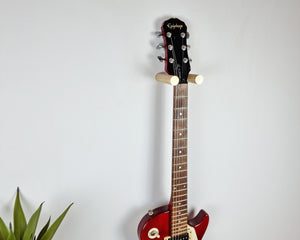 Oak & Brass Floating Guitar Holder Wall Mount / minimalist simple guitar rack