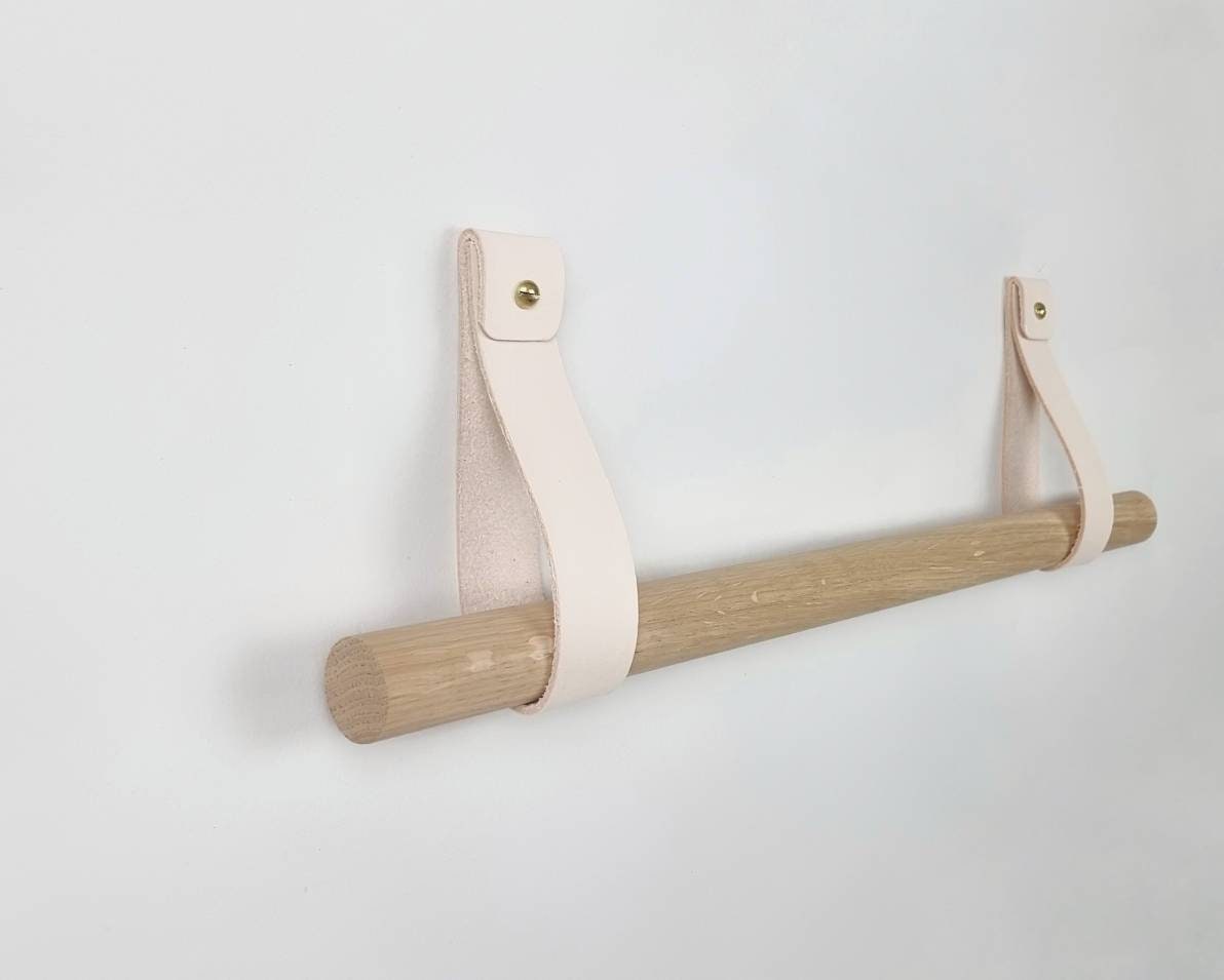 Towel rail / Towel holder made from Wood and Leather