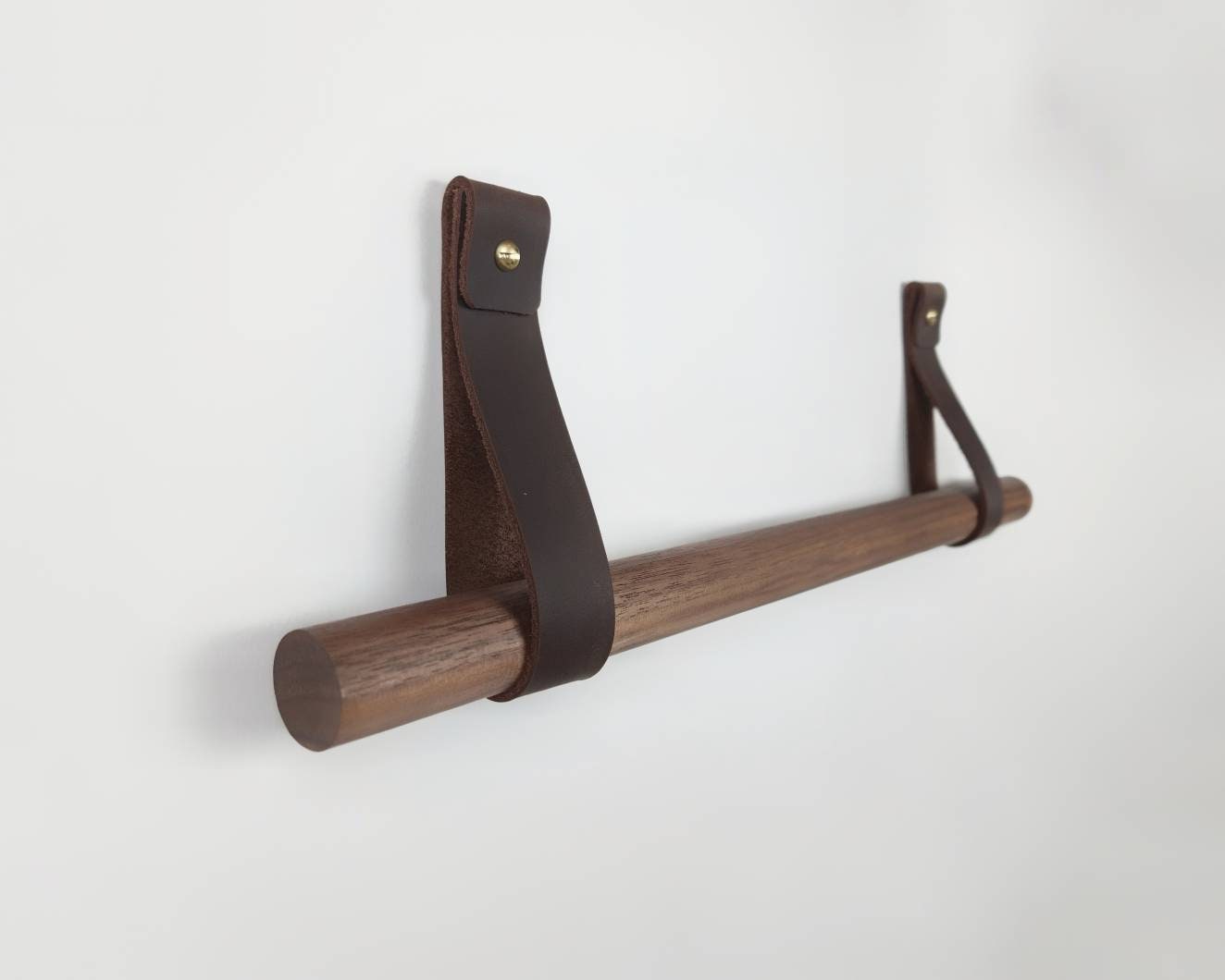 Towel rail / Towel holder made from Wood and Leather