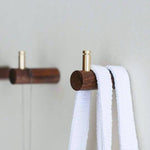 Load image into Gallery viewer, Walnut Brass Wall Hook / Coat Hook / Towel Hook / Jewelry holder / Bag hook
