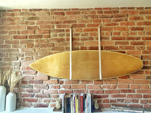 Oak and Leather Surfboard Rack.