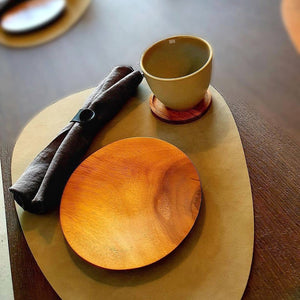 Napkin rings, leather, handmade table dressing.