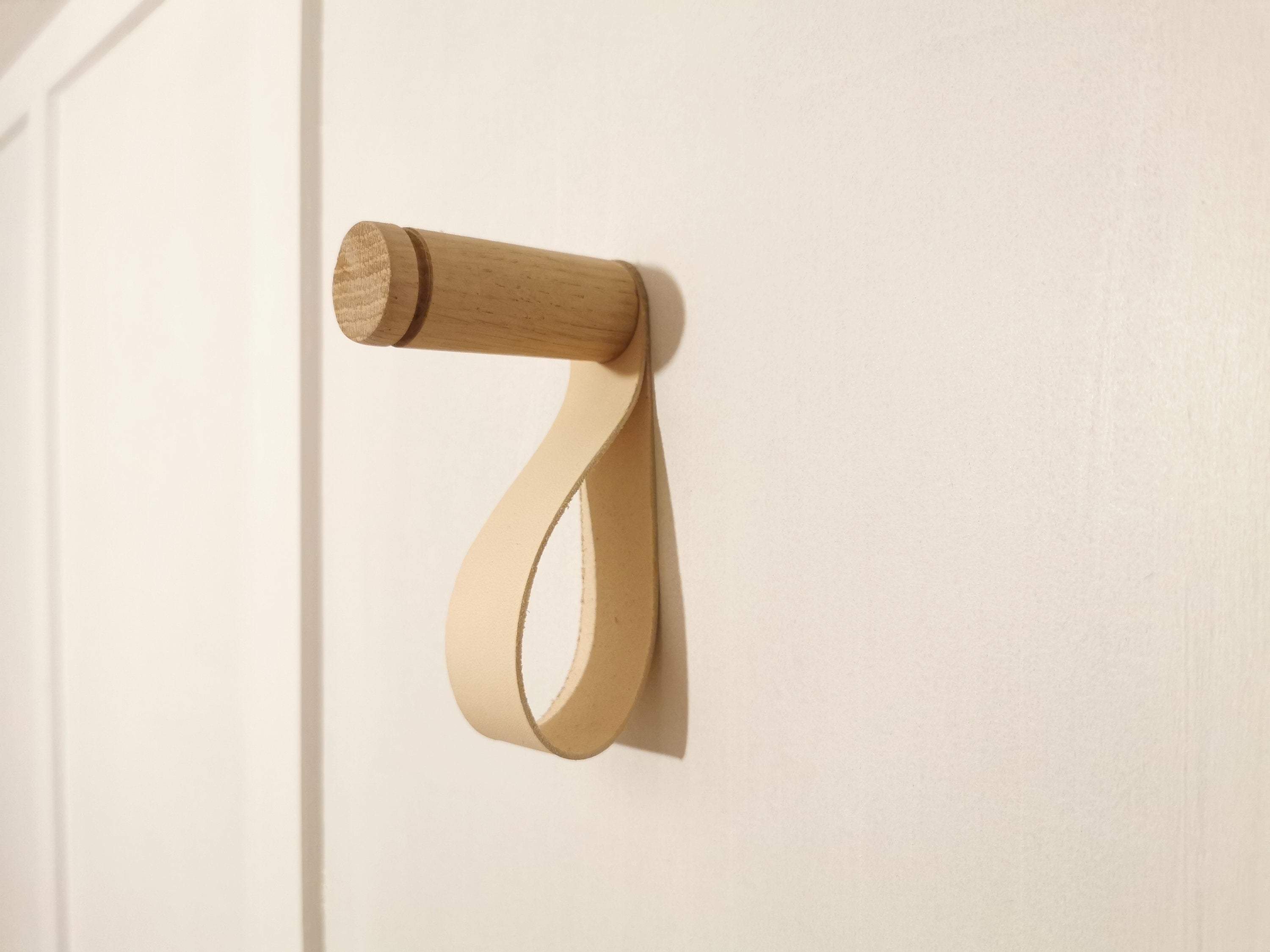 Oak and Leather Wall Hook / Coat Hook / Hook / Wooden Hook / Wall Peg