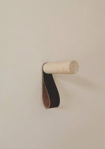 Oak and Leather Wall Hook / Coat Hook / Hook / Wooden Hook / Wall Peg