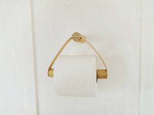 Toilet Roll Holder Oak & Leather / Toilet paper holder