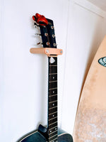 Load image into Gallery viewer, Oak &amp; Leather Guitar Holder Wall Mount.
