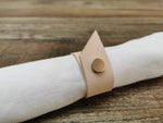 Load image into Gallery viewer, Leather Napkin rings with snap fastener, handmade table dressing.
