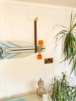 Load image into Gallery viewer, Oak and Leather Skateboard Rack.
