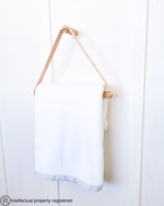 Load image into Gallery viewer, Hanging Towel rail / Towel holder made from Oak and Leather
