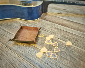 Real Leather Guitar Plectrum Holder, Guitar Pic Tray.