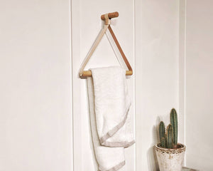Towel rail / Towel holder made from Oak and Leather