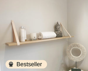 Leather Shelf Straps & Shelf Natural Leather | Floating Shelf with Leather Straps