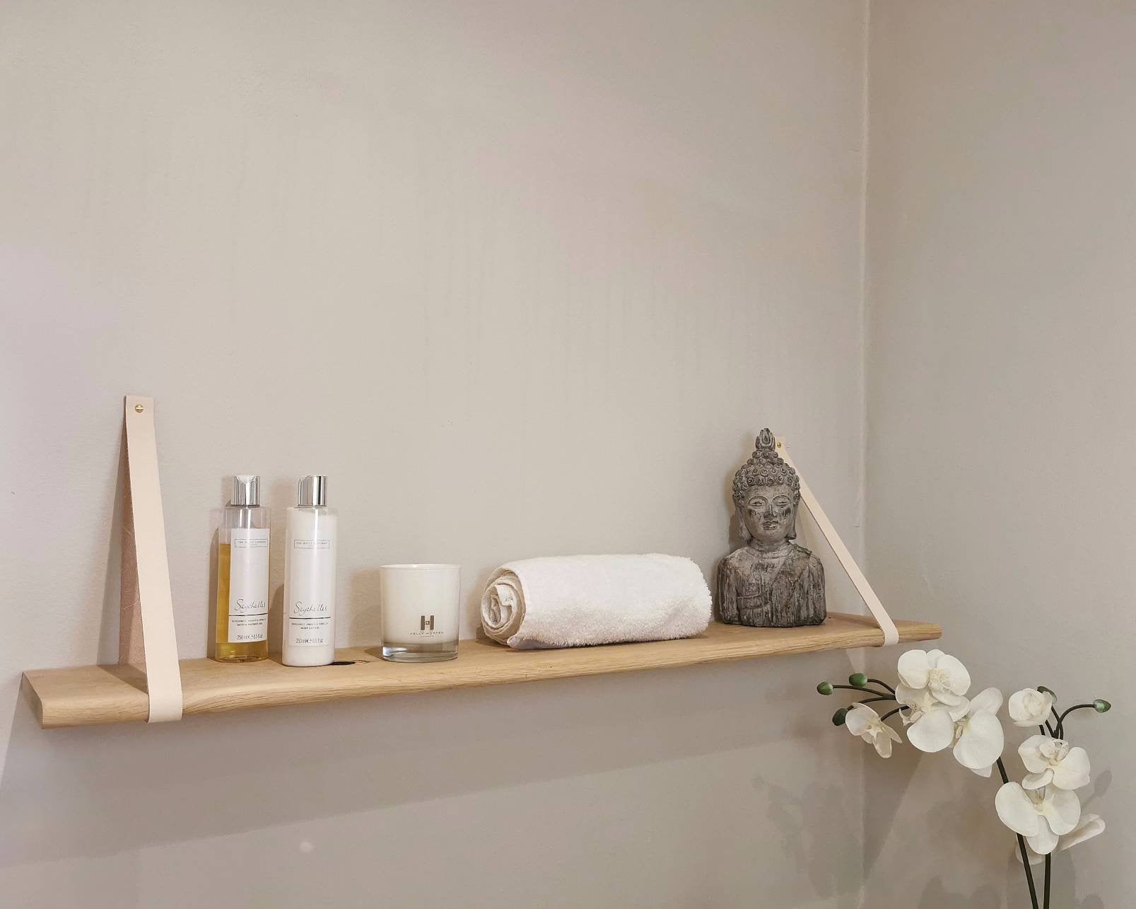 Leather Shelf Straps & Shelf Natural Leather | Floating Shelf with Leather Straps