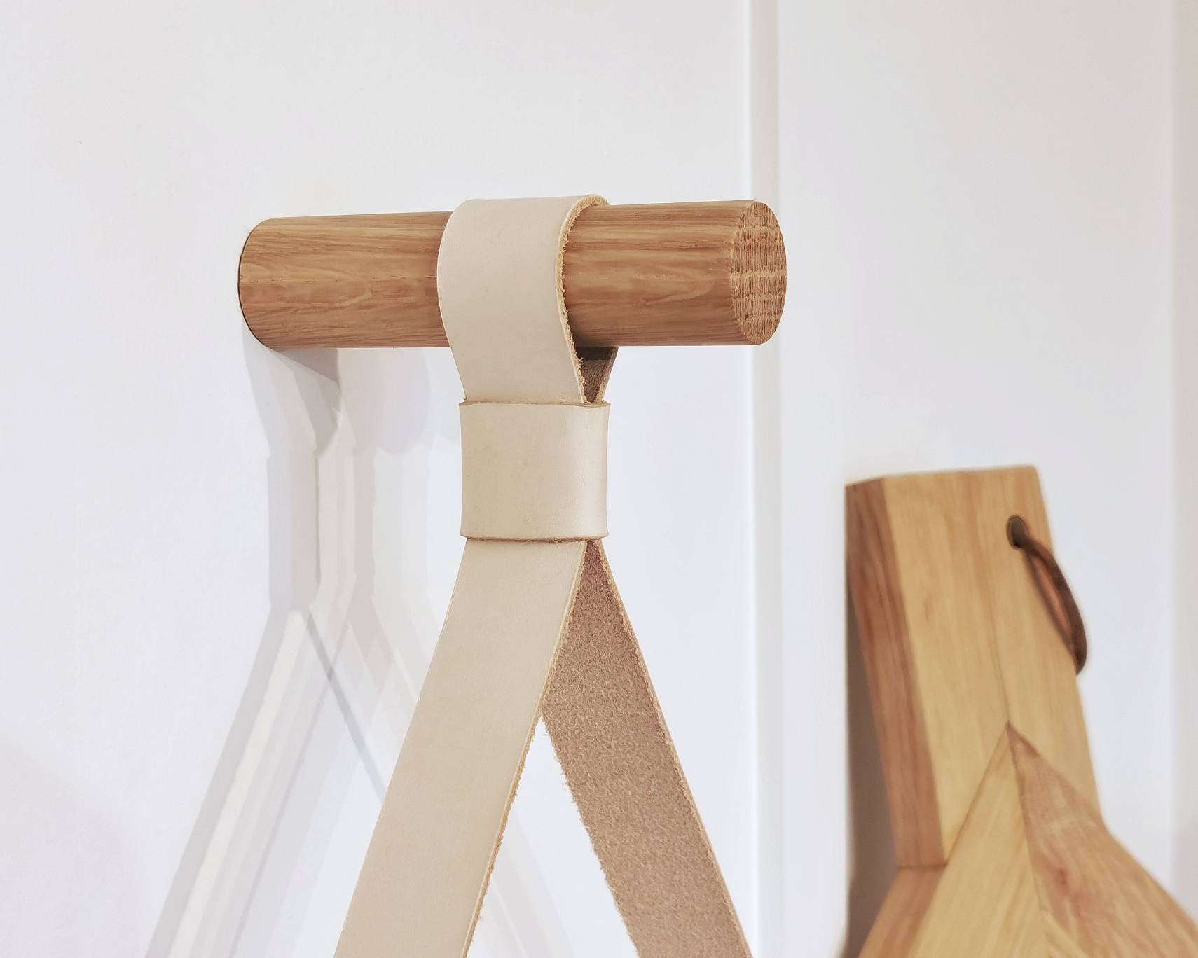 Towel rail / Towel holder made from Oak and Leather