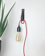 Load image into Gallery viewer, Leather Strap hanger medium for pendant light, clothes hook | bathroom decor | bedside light not included
