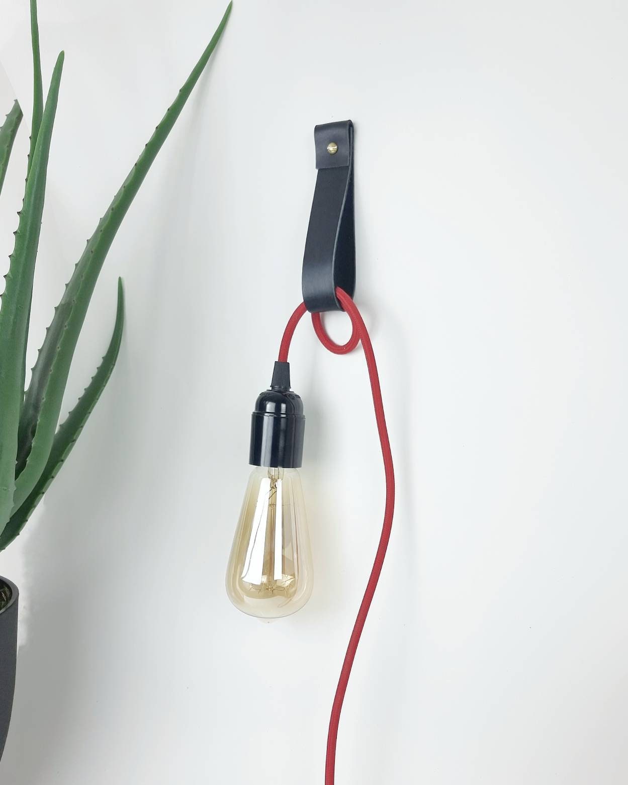 Leather Strap hanger medium for pendant light, clothes hook | bathroom decor | bedside light not included