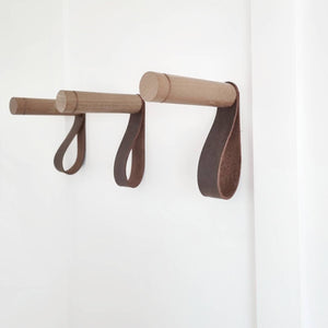 Walnut and Leather Wall Hook / Coat Hook / Clothes Hanger