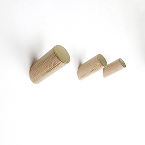 Oak & Brass Wall Hook / Coat Hook / Towel Hook