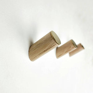 Oak & Brass Wall Hook / Coat Hook / Towel Hook