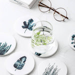 Load image into Gallery viewer, Ceramic print coaster, costal decor tableware - Boho Style. ROUND
